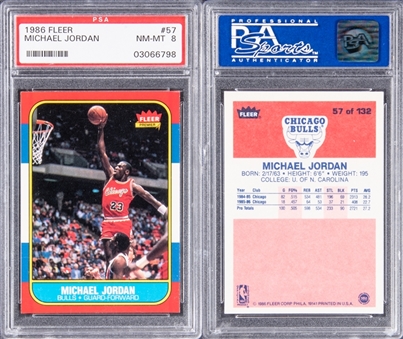 1986-87 Fleer Basketball PSA NM-MT 8 and PSA MINT 9 Complete Set (132) Plus Complete PSA-Graded Stickers Set (11) – Including Two Michael Jordan Rookie Cards Graded PSA NM-MT 8!